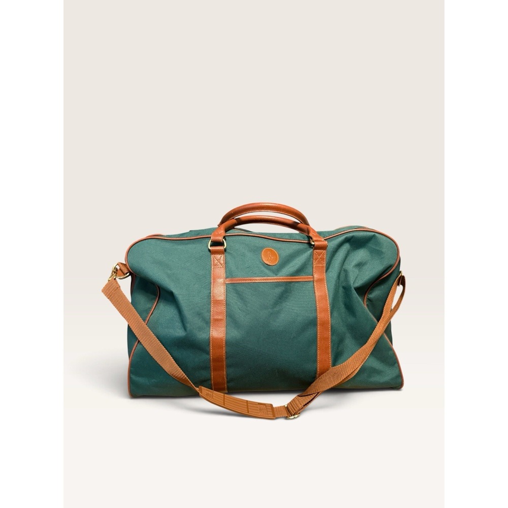 Vintage Polo Ralph Lauren XL Green Canvas Leather Duffle Bag 90s Travel Luggage